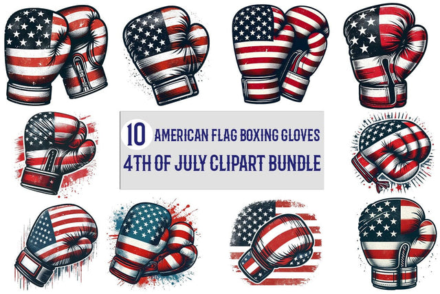 American Flag Boxing Gloves 4th Of July Clipart Bundle Printable File Sublimation Creativedesigntee 