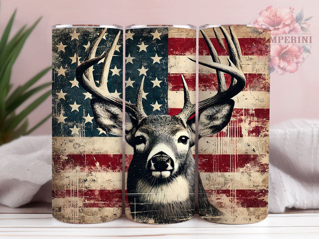 American Flag Buck Deer Patriotic Tumbler, Buck Deer Design, Sublimation Tumbler, Hunting Gift, Patriotic Drinkware, Custom Deer Wrap, Outdoor Enthusiast Tumbler Sublimation Li Zamperini 