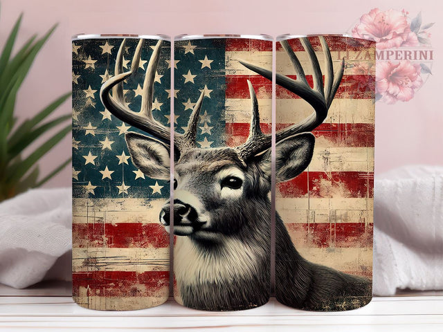American Flag Buck Deer Patriotic Tumbler, Buck Deer Design, Sublimation Tumbler, Hunting Gift, Patriotic Drinkware, Custom Deer Wrap, Outdoor Enthusiast Tumbler Sublimation Li Zamperini 