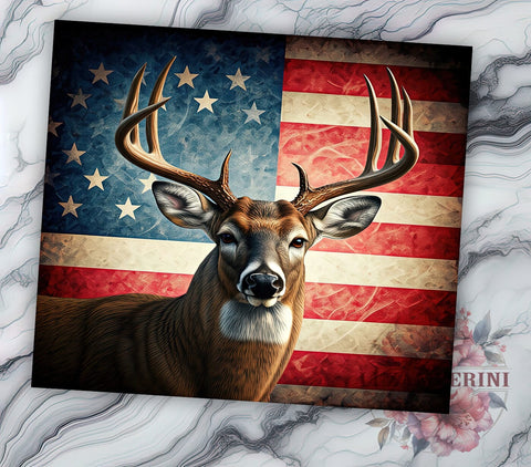 American Flag Buck Deer Patriotic Tumbler, Buck Deer Design, Sublimation Tumbler, Hunting Gift, Patriotic Drinkware, Custom Deer Wrap, Outdoor Enthusiast Tumbler Sublimation Li Zamperini 