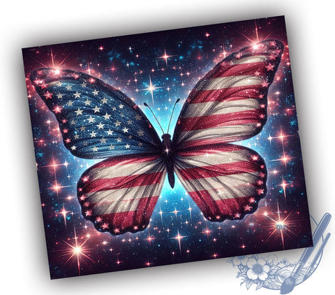 American Flag Butterfly 20oz Skinny Tumbler, 4th of July Tumbler Png, Straight & Tapered Tumbler Wrap, Instant Digital Download Sublimation ToriDesigns 