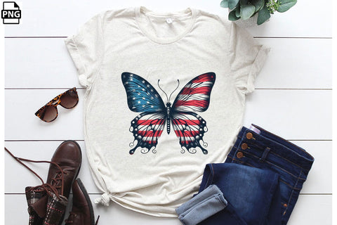 American Flag Butterfly 4th Of July Clipart Bundle Printable File Sublimation Creativedesigntee 