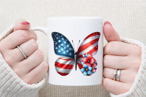 American Flag Butterfly Clipart Bundle Sublimation designartist 