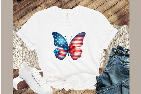 American Flag Butterfly Clipart Bundle Sublimation designartist 