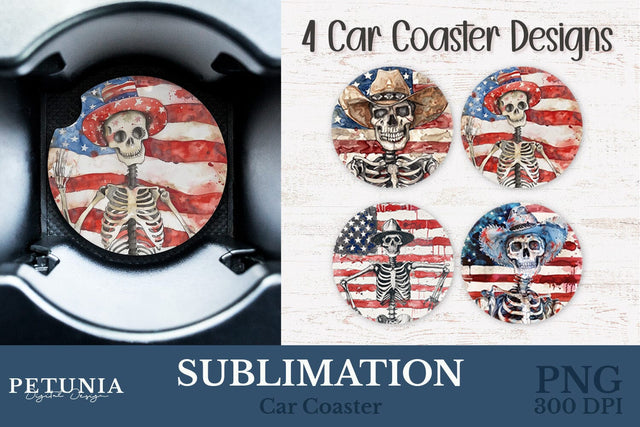 American Flag Car Coaster | Car Coaster Sublimation Designs Sublimation Petunia Digital Design 