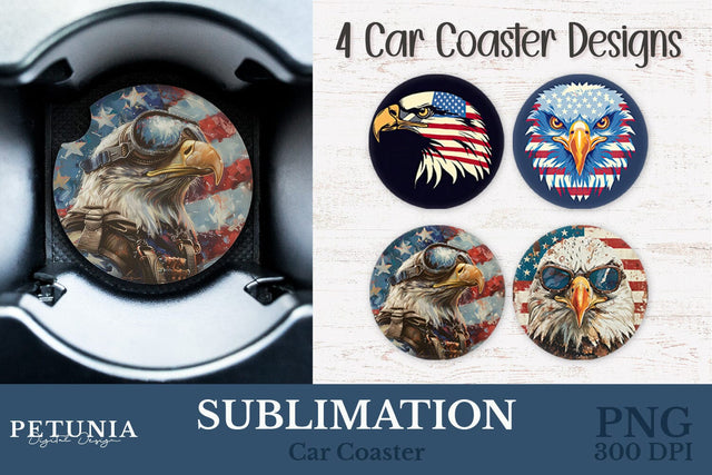 American Flag Car Coaster | Car Coaster Sublimation Designs Sublimation Petunia Digital Design 