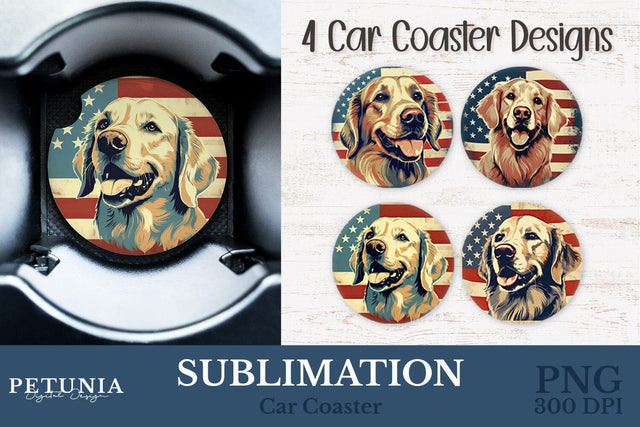American Flag Car Coaster | Car Coaster Sublimation Designs Sublimation Petunia Digital Design 