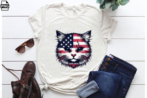 American Flag Cat 4th Of July Clipart Bundle Printable File Sublimation Creativedesigntee 