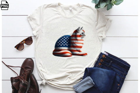 American Flag Cat 4th Of July Clipart Bundle Printable File Sublimation Creativedesigntee 