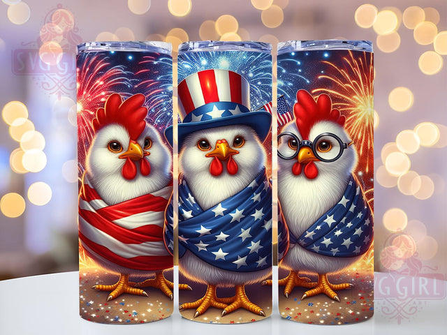 American Flag Chicken 20oz Tumbler Wrap Sublimation Design, Straight Tapered Tumbler Wrap, 4th Of July Tumbler Png, Instant Digital Download Sublimation SvggirlplusArt 