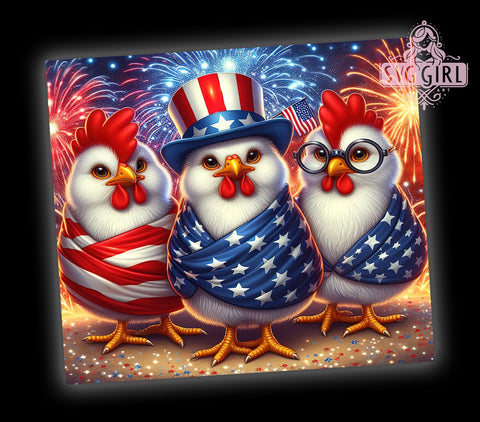 American Flag Chicken 20oz Tumbler Wrap Sublimation Design, Straight Tapered Tumbler Wrap, 4th Of July Tumbler Png, Instant Digital Download Sublimation SvggirlplusArt 