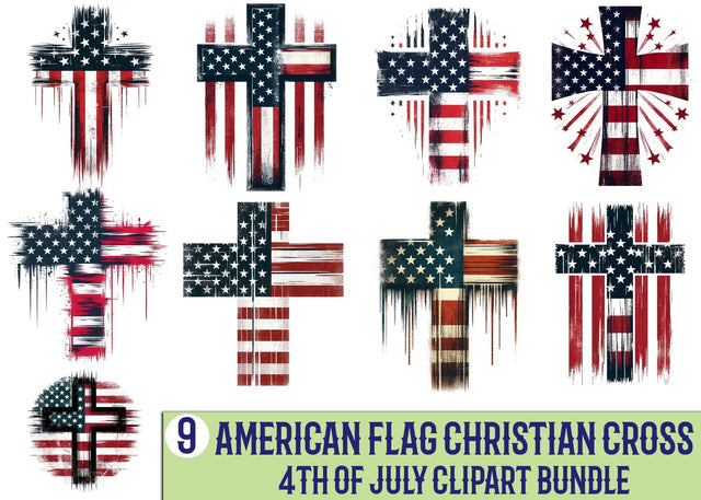 American Flag Christian Cross 4th Of July Clipart Bundle Printable File Sublimation Creativedesigntee 