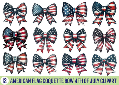 American Flag Coquette Bow 4th Of July Clipart Bundle Printable File Sublimation Creativedesigntee 