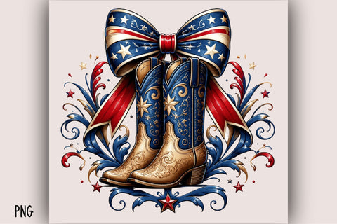 American Flag Cowboy Boots Clipart Sublimation SVGArt 