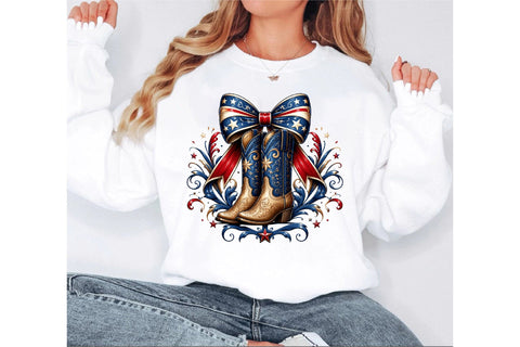 American Flag Cowboy Boots Clipart Sublimation SVGArt 