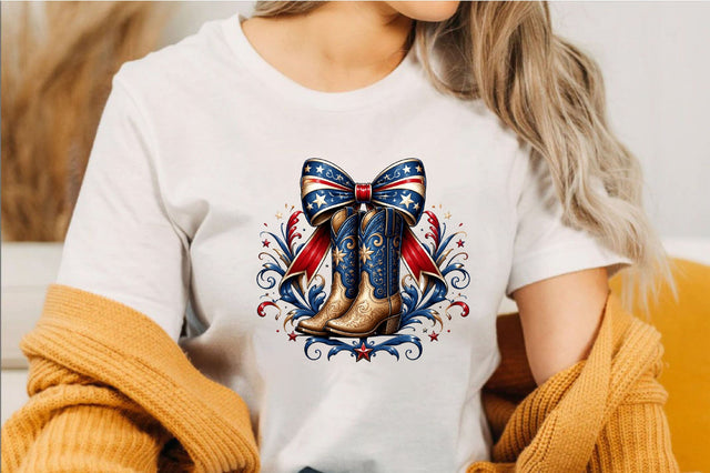 American Flag Cowboy Boots Clipart Sublimation SVGArt 