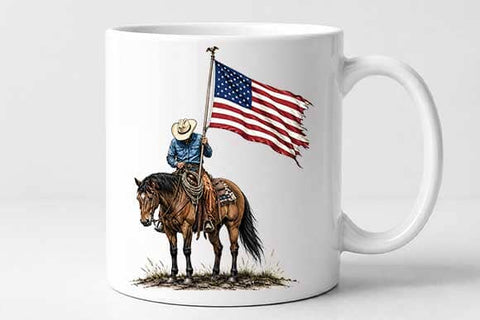 American Flag Cowboy PNG | Patriotic Horseback Western Sublimation PNG SVG BillahCrafts 
