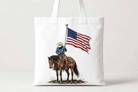 American Flag Cowboy PNG | Patriotic Horseback Western Sublimation PNG SVG BillahCrafts 