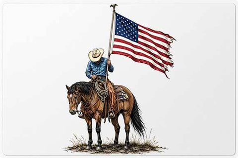 American Flag Cowboy PNG | Patriotic Horseback Western Sublimation PNG SVG BillahCrafts 