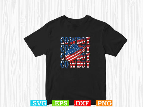 American Flag Cowboy T-shirt Design,Desert Cowboys Svg, Western Svg, Cowgirl Svg, Cowboy Ranch silhouette, Desert Cactus Svg SVG Creativeart88 