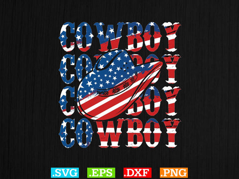 American Flag Cowboy T-shirt Design,Desert Cowboys Svg, Western Svg, Cowgirl Svg, Cowboy Ranch silhouette, Desert Cactus Svg SVG Creativeart88 