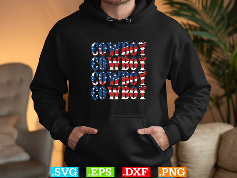 American Flag Cowboy T-shirt Design,Desert Cowboys Svg, Western Svg, Cowgirl Svg, Cowboy Ranch silhouette, Desert Cactus Svg SVG Creativeart88 