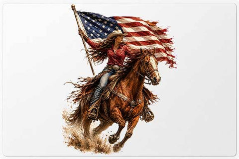 American Flag Cowgirl Riding Horse Sublimation PNG SVG BillahCrafts 