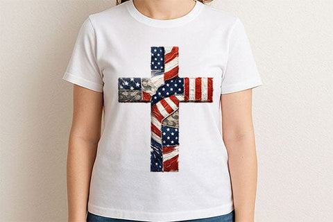 American Flag Cross PNG | Christian Patriotic Sublimation Design SVG BillahCrafts 