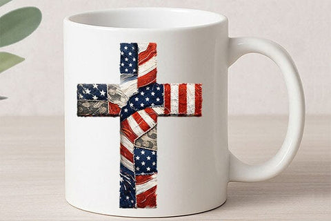 American Flag Cross PNG | Christian Patriotic Sublimation Design SVG BillahCrafts 