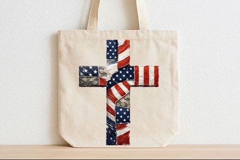 American Flag Cross PNG | Christian Patriotic Sublimation Design SVG BillahCrafts 