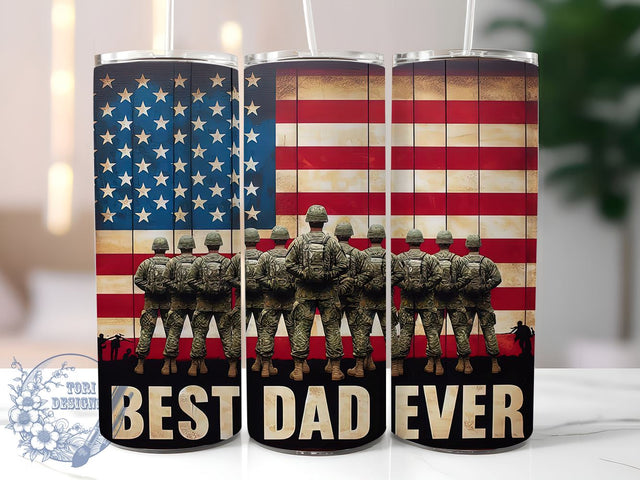 American Flag Dad 20oz Skinny Tumbler, Best Dad Ever Tumbler Png, Straight & Tapered Tumbler Wrap, Instant Digital Download Sublimation ToriDesigns 