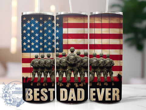 American Flag Dad 20oz Skinny Tumbler, Best Dad Ever Tumbler Png, Straight & Tapered Tumbler Wrap, Instant Digital Download Sublimation ToriDesigns 