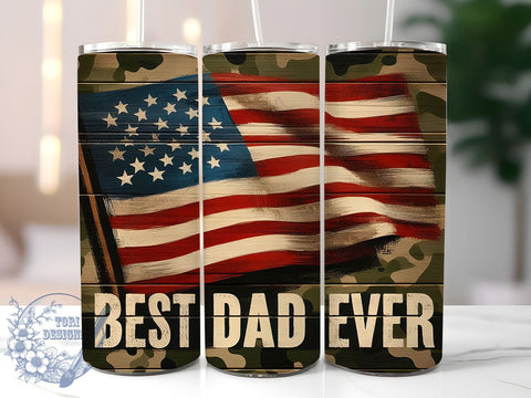 American Flag Dad 20oz Skinny Tumbler, Best Dad Ever Tumbler Png, Straight & Tapered Tumbler Wrap, Instant Digital Download Sublimation ToriDesigns 