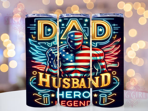 American Flag Dad 20oz Tumbler Wrap Sublimation Design, Straight Tapered Tumbler Wrap, Fathers Day Tumbler Png, Instant Digital Download Sublimation SvggirlplusArt 