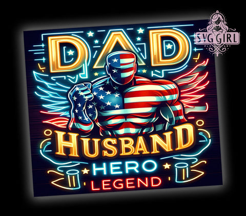 American Flag Dad 20oz Tumbler Wrap Sublimation Design, Straight Tapered Tumbler Wrap, Fathers Day Tumbler Png, Instant Digital Download Sublimation SvggirlplusArt 