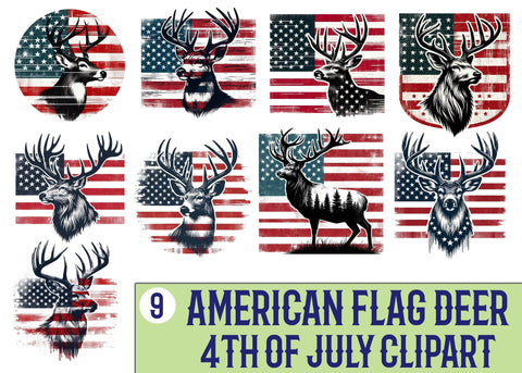 American Flag Deer 4th Of July Clipart Bundle Printable File Sublimation Creativedesigntee 