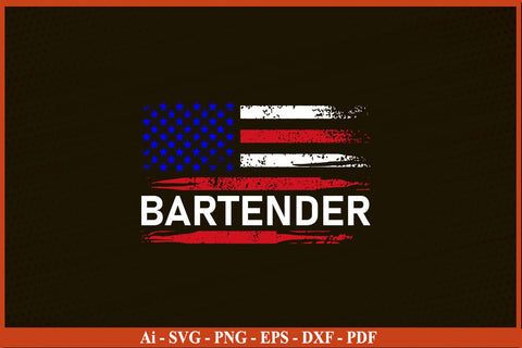 American Flag Design Bartender T-Shirt Funny Bartender SVG PNG Craft Cut File SVG SVG Print File 