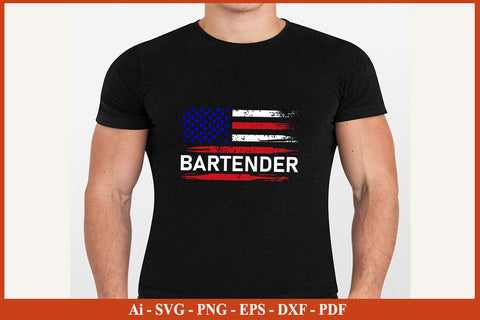 American Flag Design Bartender T-Shirt Funny Bartender SVG PNG Craft Cut File SVG SVG Print File 