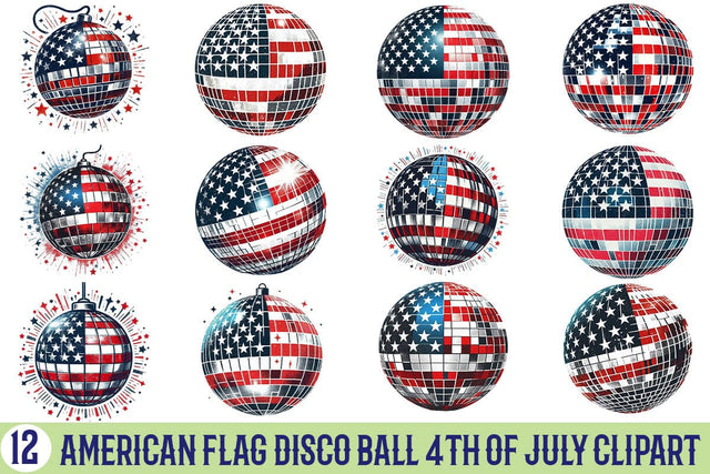 American Flag Disco Ball 4th Of July Clipart Bundle Printable File Sublimation Creativedesigntee 