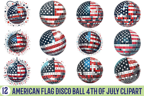 American Flag Disco Ball 4th Of July Clipart Bundle Printable File Sublimation Creativedesigntee 