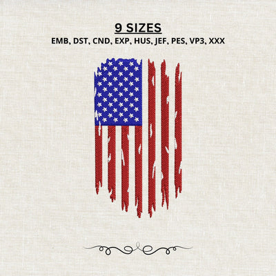 American Flag Distressed Embroidery Design | Patriotic USA Machine Embroidery Stitch Pattern Pes Dst Files Embroidery/Applique DESIGNS PatternFeed8 