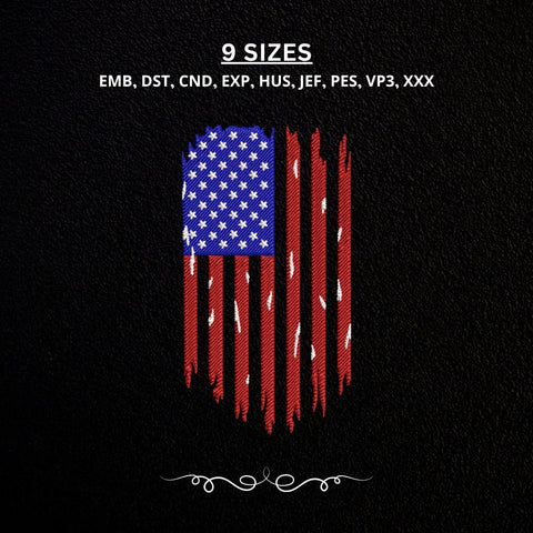 American Flag Distressed Embroidery Design | Patriotic USA Machine Embroidery Stitch Pattern Pes Dst Files Embroidery/Applique DESIGNS PatternFeed8 