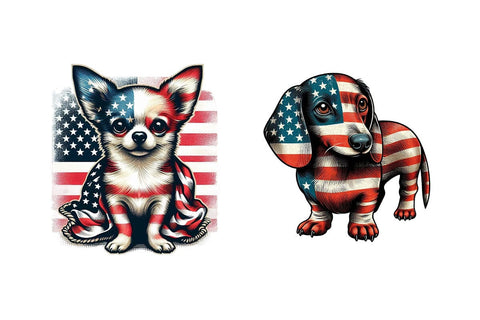 American Flag Dog 4th Of July Clipart Bundle Printable File Sublimation Creativedesigntee 