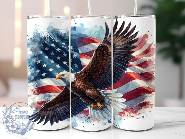 American Flag Eagle 20oz Skinny Tumbler, 4th of July Tumbler Png, Straight & Tapered Tumbler Wrap, Instant Digital Download Sublimation ToriDesigns 