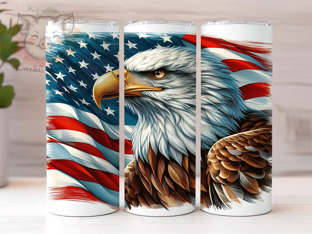 American Flag Eagle 20oz Tumbler Png, Straight & Tapered Tumbler Png, 4th of July Tumbler Png, Digital Download PNG Sublimation Lara' s Designs 
