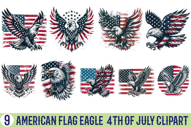 American Flag Eagle 4th Of July Clipart Bundle Printable File Sublimation Creativedesigntee 