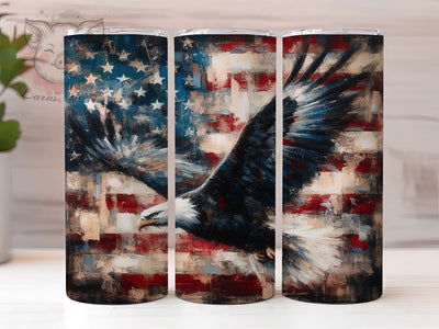 American Flag Eagle Patriotic Tumbler, USA Flag Cup, Eagle Gift, American Pride Tumbler, Fourth July Design, Veterans Gift, Military Support Cup Sublimation Lara' s Designs 