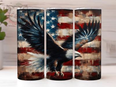American Flag Eagle Patriotic Tumbler, USA Flag Cup, Eagle Gift, American Pride Tumbler, Fourth July Design, Veterans Gift, Military Support Cup Sublimation Lara' s Designs 