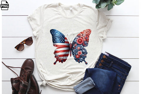 American Flag Floral Butterfly 4th Of July Clipart Bundle Printable File Sublimation Creativedesigntee 