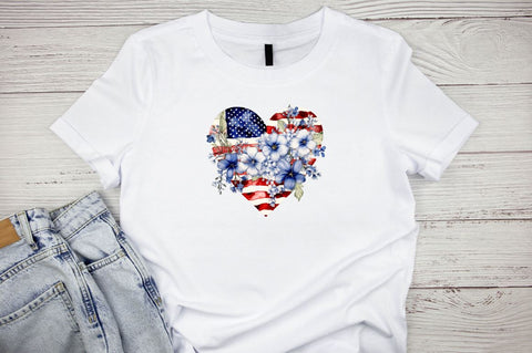 American Flag Flowers Watercolor Clipart Bundle Sublimation Designangry 